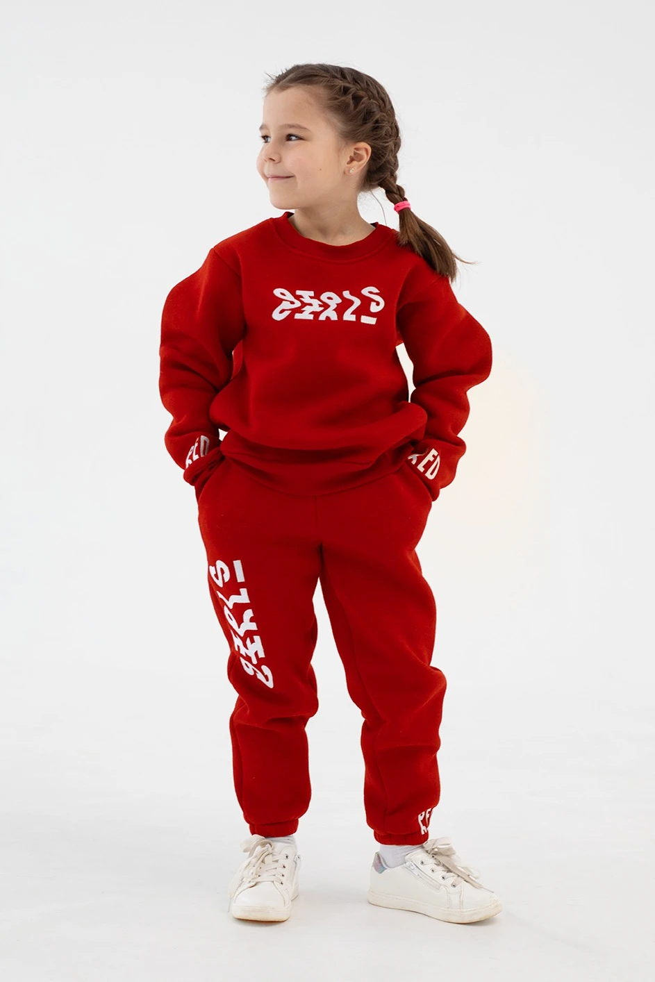 Купить свитшот Тревис из футера детский, однотонный красный