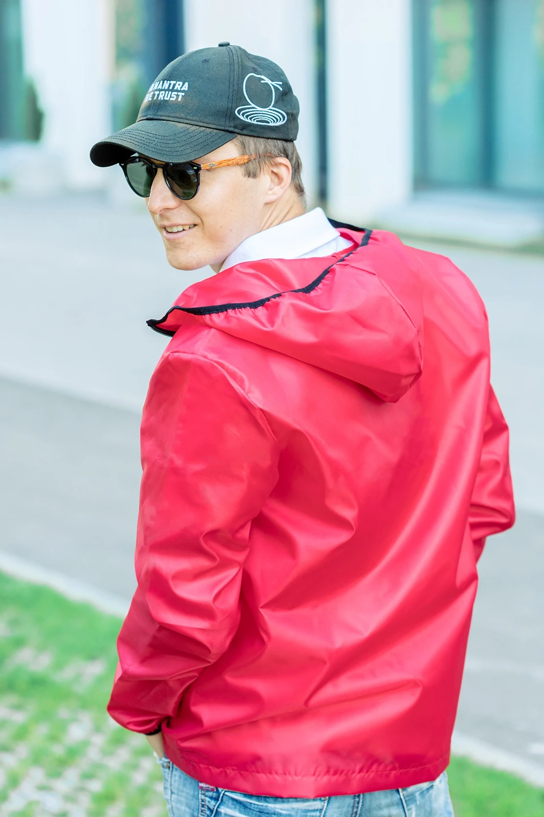 Ветровка Арчи унисекс, однотонная красная#2