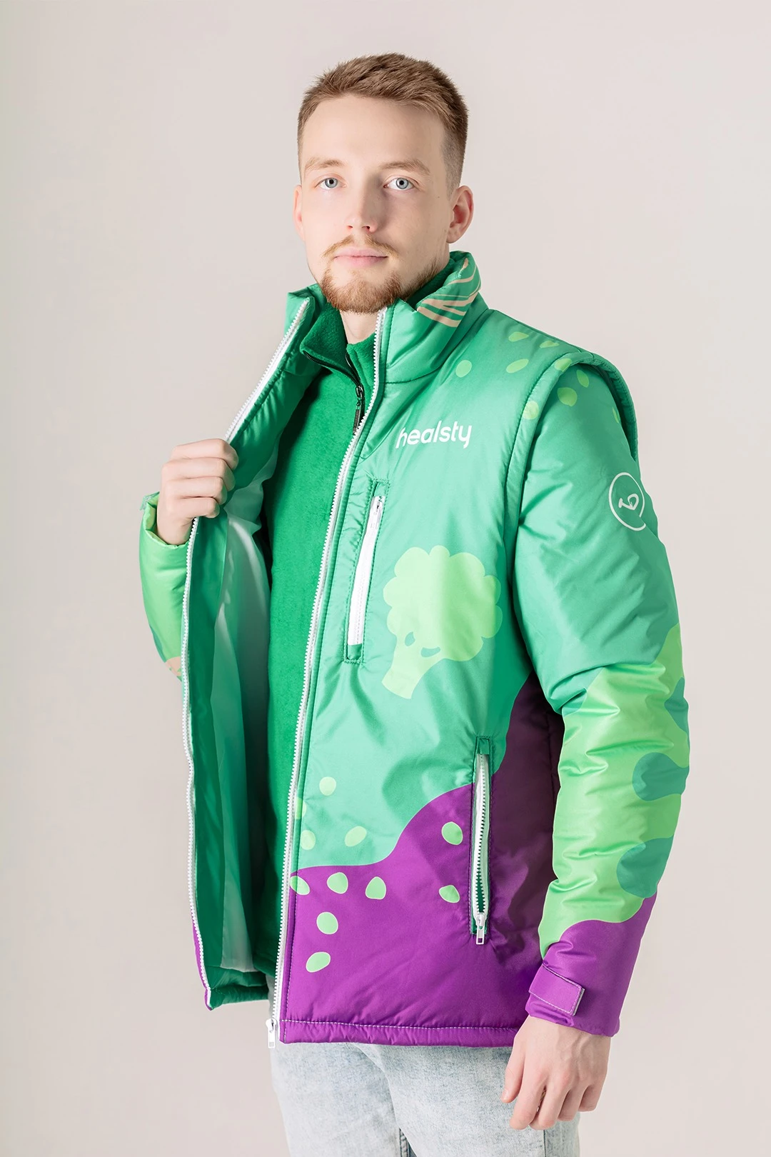 Куртка-жилет Фрост без капюшона на синтепоне унисекс, с полной запечаткой#6 Куртка-жилет Фрост без капюшона на синтепоне унисекс, с полной запечаткой#6