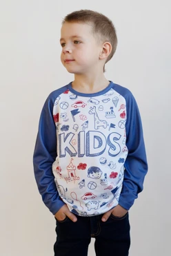 Купить лонгслив Спэйс Плюс детский с полной запечаткой "Kids"
