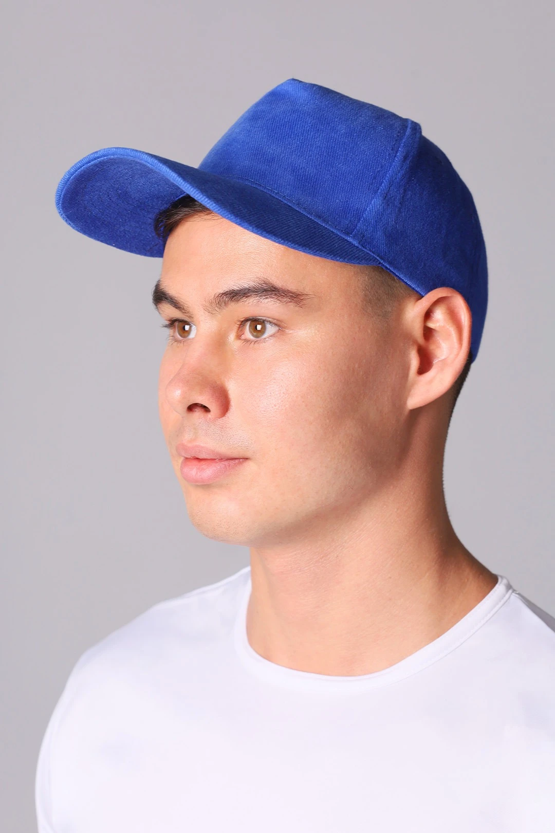 Бейсболка Спайк пятиклинка взрослая, однотонная синяя (хлопок)#1