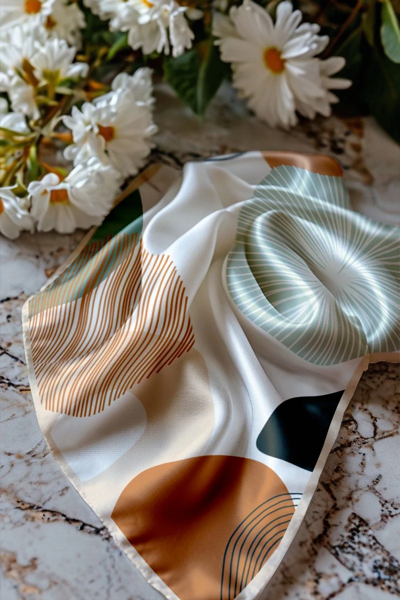 Платок Шанель 60х60 см, с полной запечаткой "Circle minimalism"#1