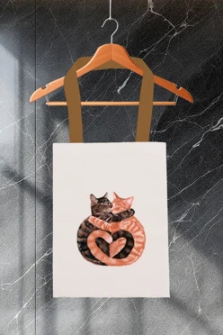 Купить сумку Бэлл из оксфорда 30х40 см, с принтом "Cats love" Купить сумку Бэлл из оксфорда 30х40 см, с принтом "Cats love"