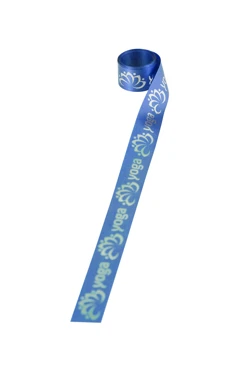 Купить ленту сатин ширина 2 см синяя, печать серебром с одной стороны
