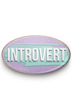 Купить значок заливной Овал 21х12 мм, с принтом "Introvert"