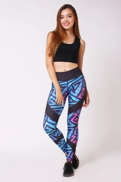 Легинсы женские с широким поясом с принтом "Ice Shards"#1