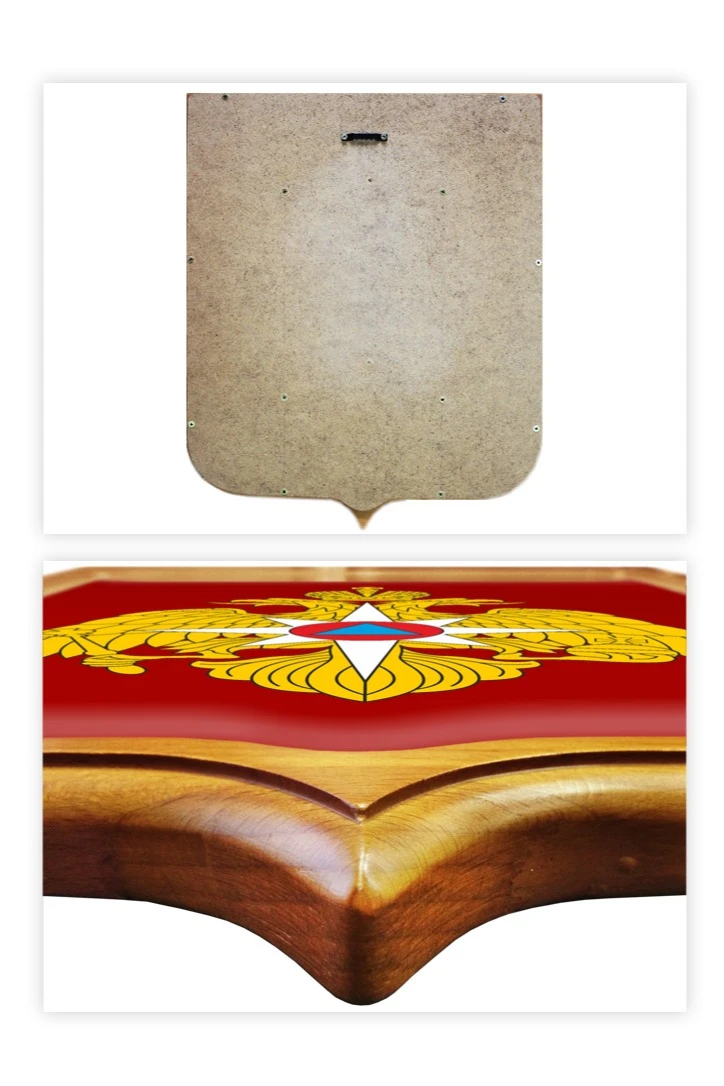 Купить Герб МЧС РФ размер 53х61 печатный рамка светлое дерево