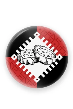 Купить значок закатной диаметр 44 мм, с принтом "Perepechi"