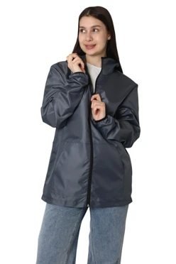 Купить ветровку Арчи с капюшоном унисекс, однотонная темно-серую