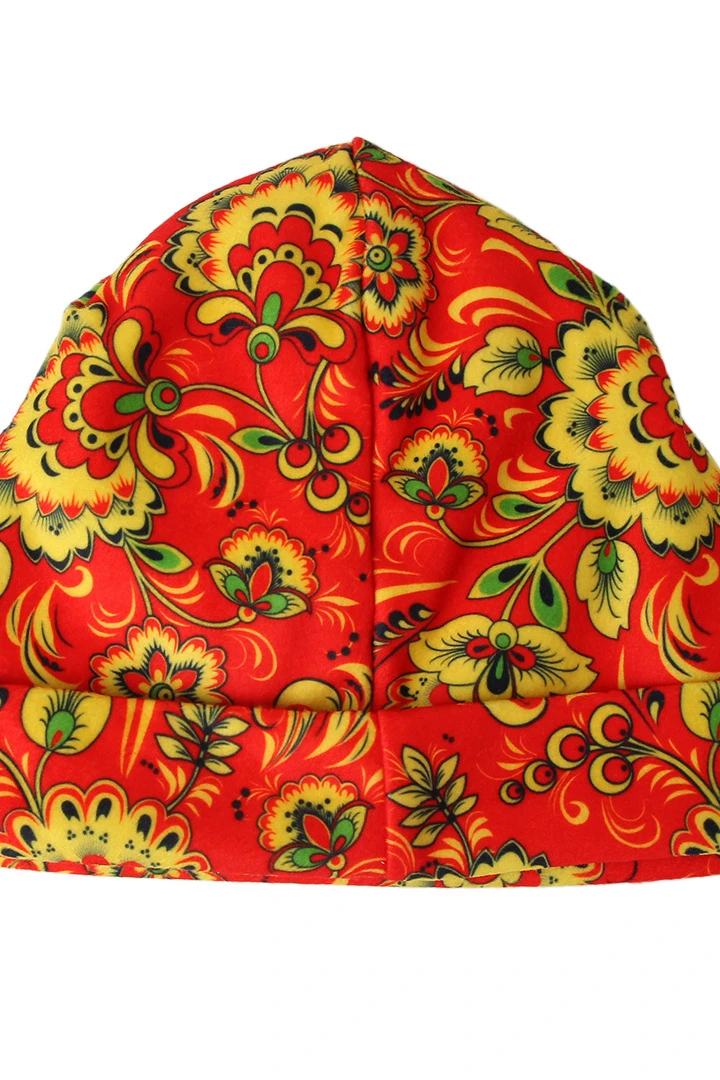 Шапка Лофт флисовая двухслойная взрослая, с полной запечаткой "MATRESHKA"#2