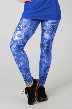 Легинсы женские с широким поясом с принтом "Sinie pixeli"