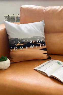 Купить подушку 40х40 см, с принтом "Let's go somewhere"