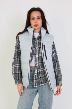 Купить жилет Эмбер на синтепоне со стежкой унисекс, однотонный серый