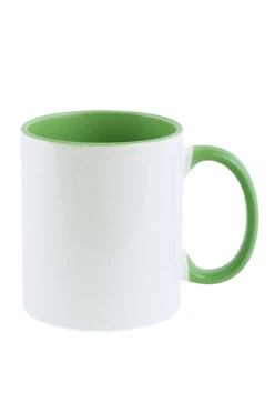 Купить кружку цветную внутри без нанесения, комбинированную светло-зеленую
