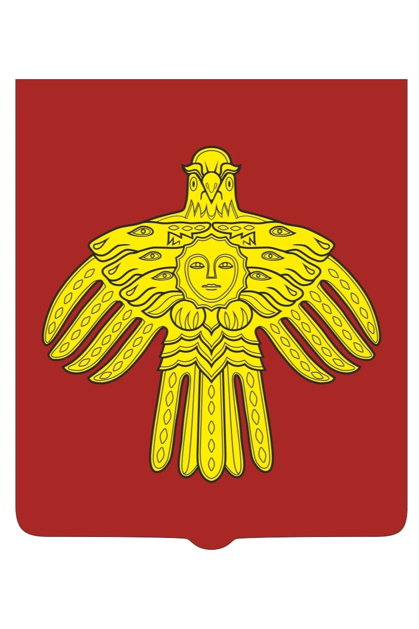 Купить Герб Республики Коми 53х61 см печатный светлая рама Купить Герб Республики Коми 53х61 см печатный светлая рама