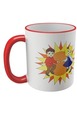 Кружка с цветной каймой и ручкой, с принтом "Choreographic ensemble "Veselukha""#1