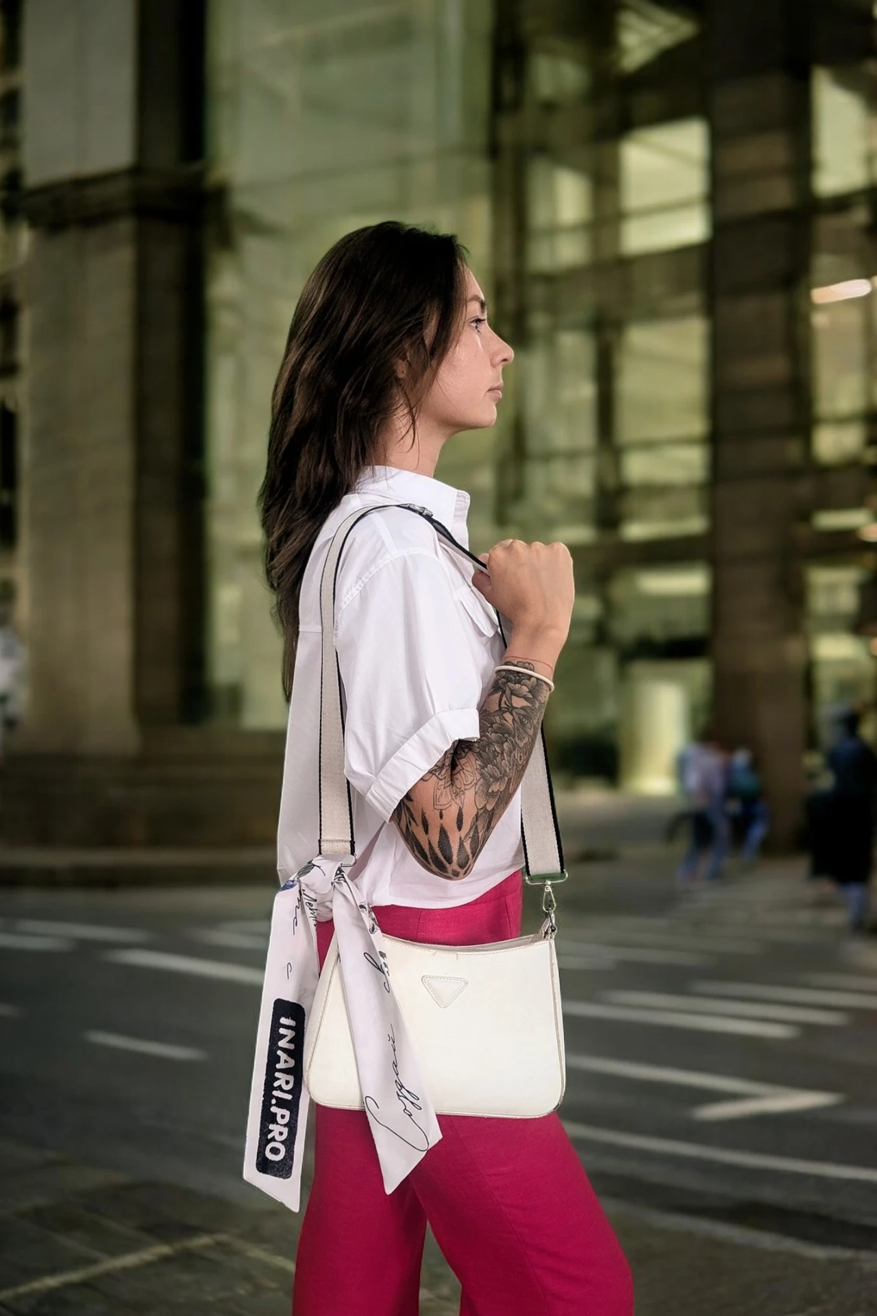 Шарф-платок Твилли двухслойный 7х90 см, с полной запечаткой#1