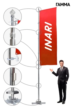 Купить флагшток из нержавейки с закрытым механизмом 4 м