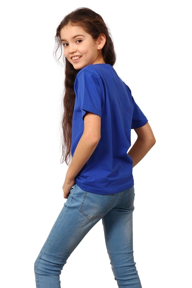 Футболка Премиум детская (Modern) однотонная синяя (хлопок)#1
