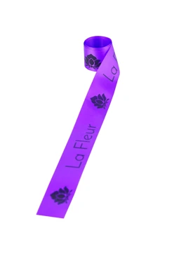 Купить ленту сатин ширина 3 см фиолетовая, печать черным с одной стороны