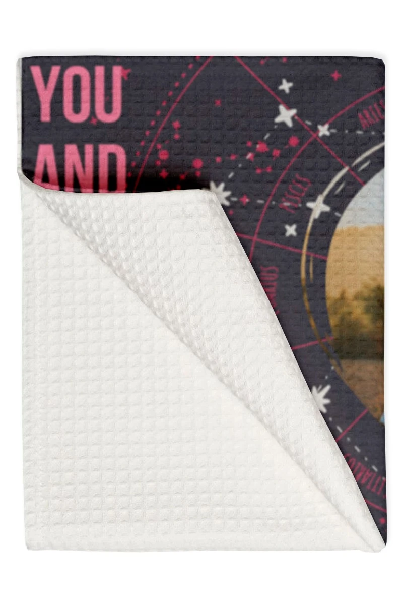 Полотенце вафельное 50х90 cм с печатью "You and me"#1