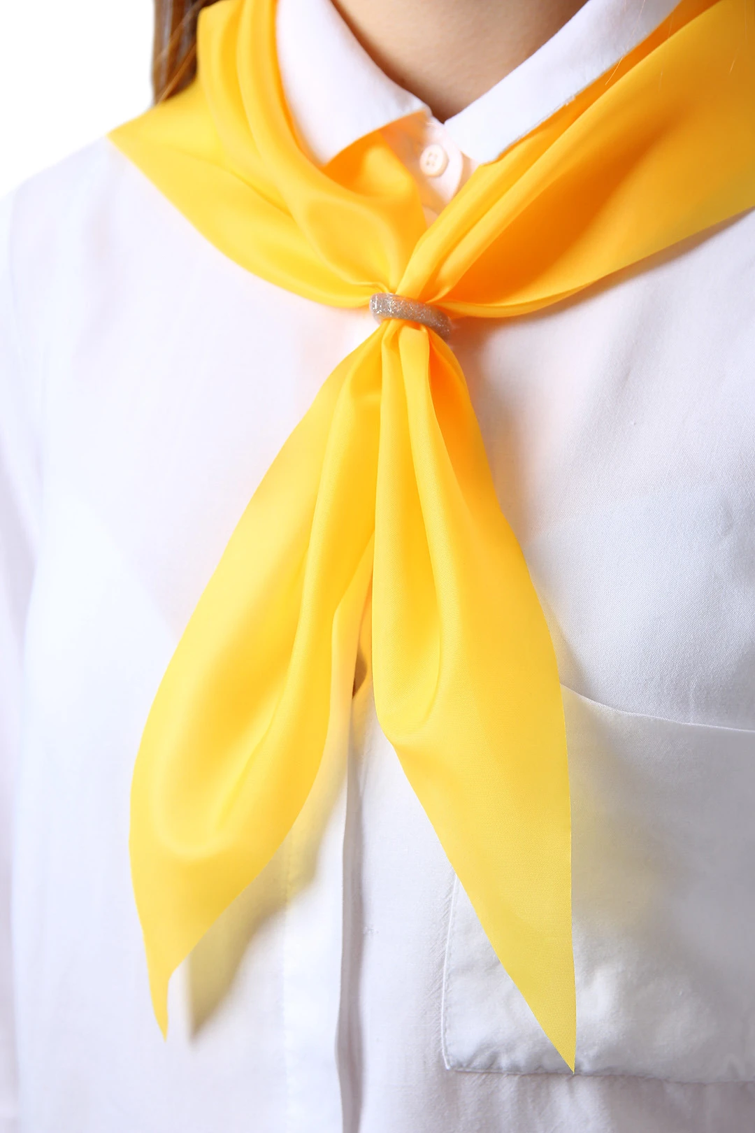 Косынка Лолла из шелка расцвечивания 65х65х95 см, однотонная жёлтая#5