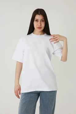 Купить футболку Мерфи оверсайз унисекс однотонную белую (хлопок)