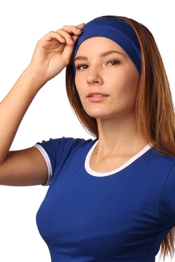 Повязка трикотажная двухслойная взрослая, однотонная синяя#2