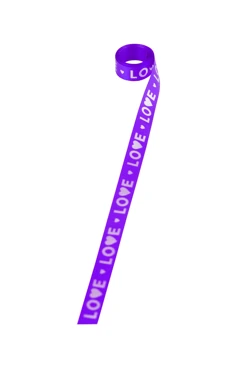 Купить ленту сатин ширина 1,5 см фиолетовая, печать серебром с одной стороны