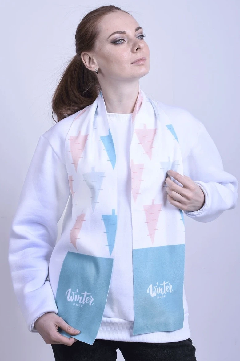 Шарф однослойный утепленный 15х150 см, с полной запечаткой#7