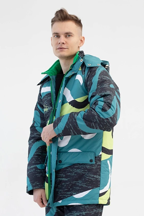 Куртка Вест с капюшоном на синтепоне унисекс, с полной запечаткой "Hikesly"#2