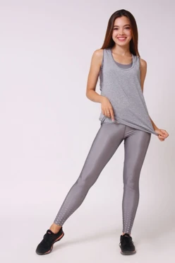 Легинсы женские с широким поясом с принтом "Grey Fog"#2