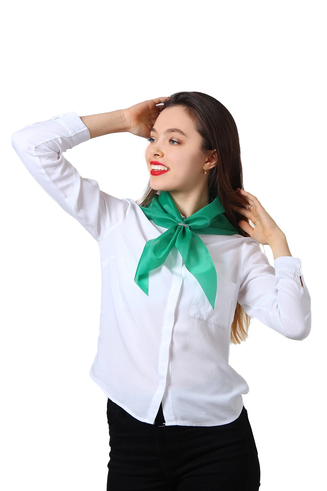 Купить косынку однотонную Лолла 65х65х95 см, зелёную