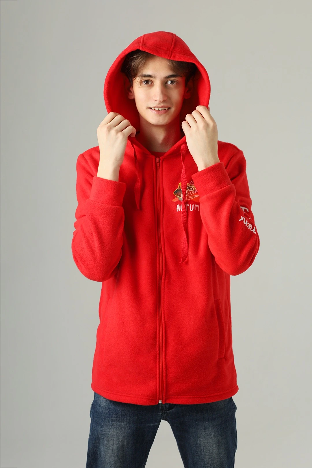 Толстовка Харисон флисовая без капюшона унисекс, однотонная "Autumn"#3