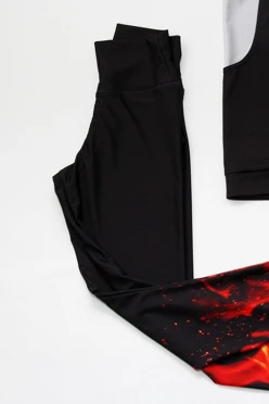 Легинсы женские с широким поясом с принтом "Fire"