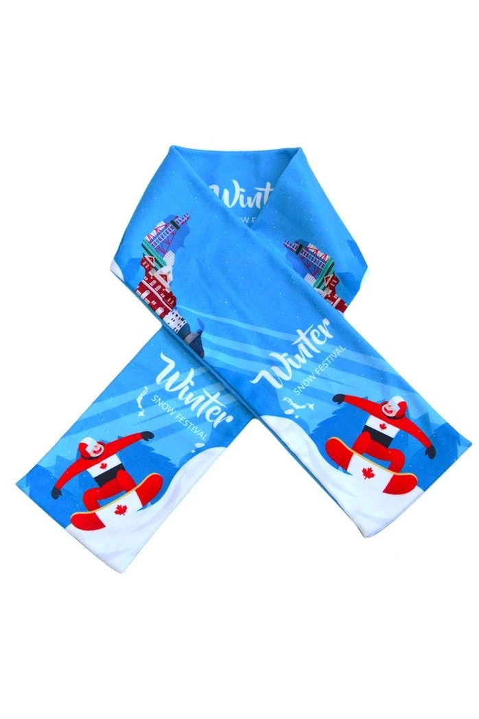 Шарф двухслойный утепленный 15х120 см, с полной запечаткой "Snow festival"#5