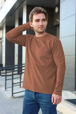 Купить лонгслив Фрэнсис унисекс однотонный (хлопок) коричневый