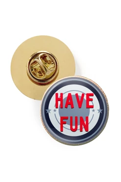 Значок заливной Круг диаметр 17 мм, с принтом "Have fun"#1