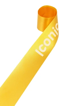 Купить ленту сатин ширина 2,5 см желтая, печать белым с одной стороны _