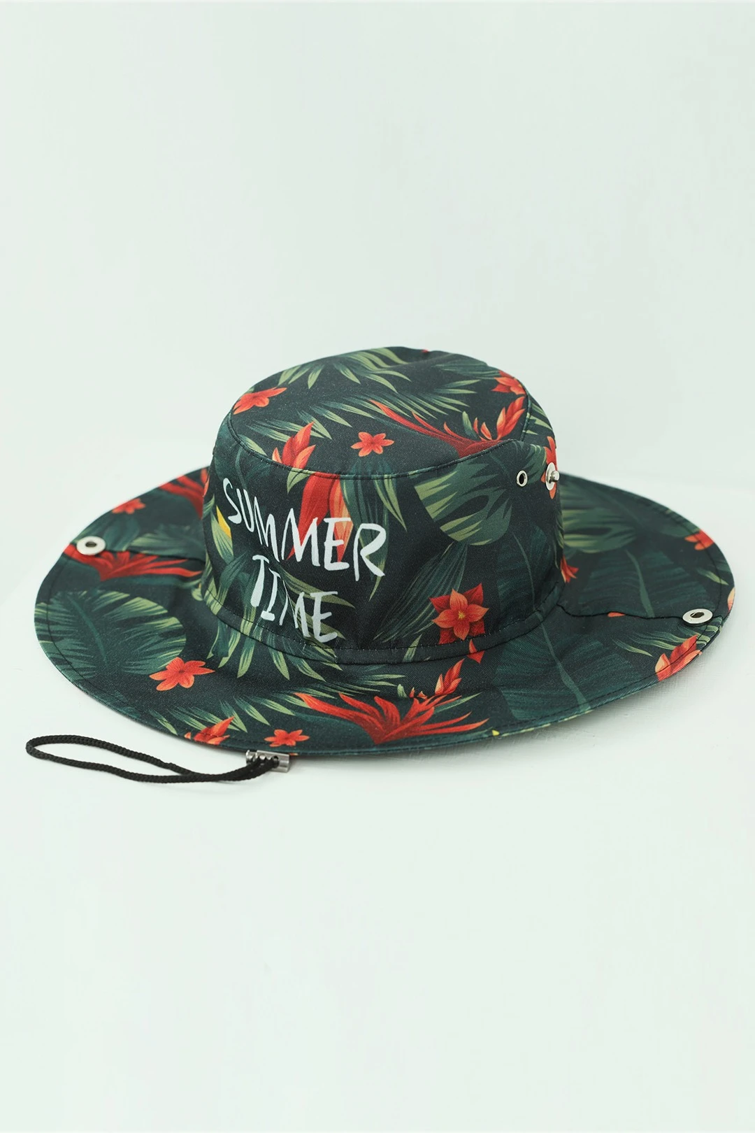 Купить панаму Техас с полями на кнопках, с полной запечаткой "Summer time"