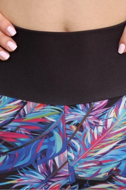 Легинсы женские с широким поясом с принтом "Blue Feathers"#2