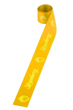 Купить ленту сатин ширина 3 см желтая, печать золотом с одной стороны