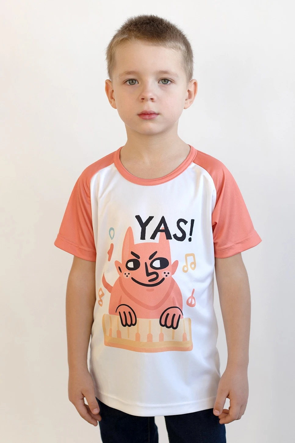 Купить футболку Спэйс детскую из ложной сетки 130 с полной запечаткой "Yas" Купить футболку Спэйс детскую из ложной сетки 130 с полной запечаткой "Yas"