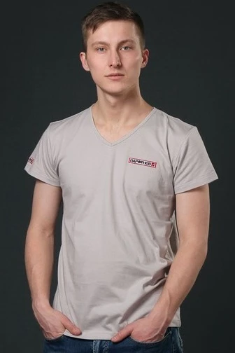 Купить футболку Степ V-ворот унисекс однотонную (хлопок)