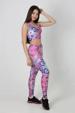 Легинсы женские с узким поясом с принтом "Pink Paisley"#2