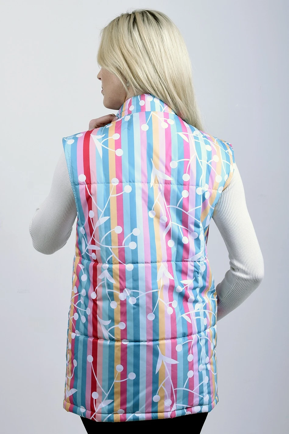 Жилет Портер на синтепоне со стежкой унисекс, с полной запечаткой "Flower"#1