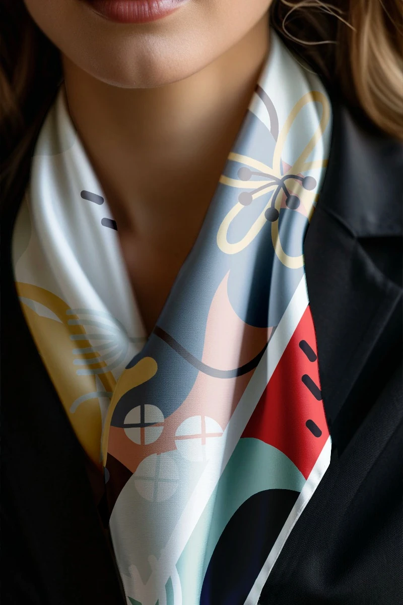 Купить платок Шанель 60х60 см, с полной запечаткой "Ocean Flora"