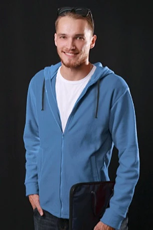 Купить голубую толстовку Харисон с капюшоном унисекс