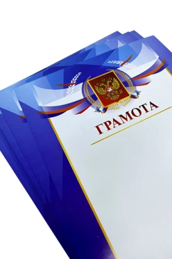 Грамота РФ с готовым дизайном А4, синяя#2