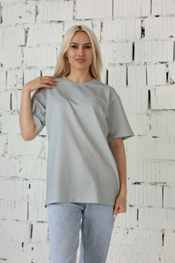 Купить футболку Мерфи оверсайз унисекс однотонную серую (хлопок)